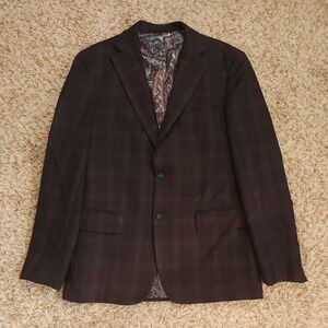 Tallia Plaid Mens 40R 2 Button Wool Polyester Blazer‎ Sport Coat